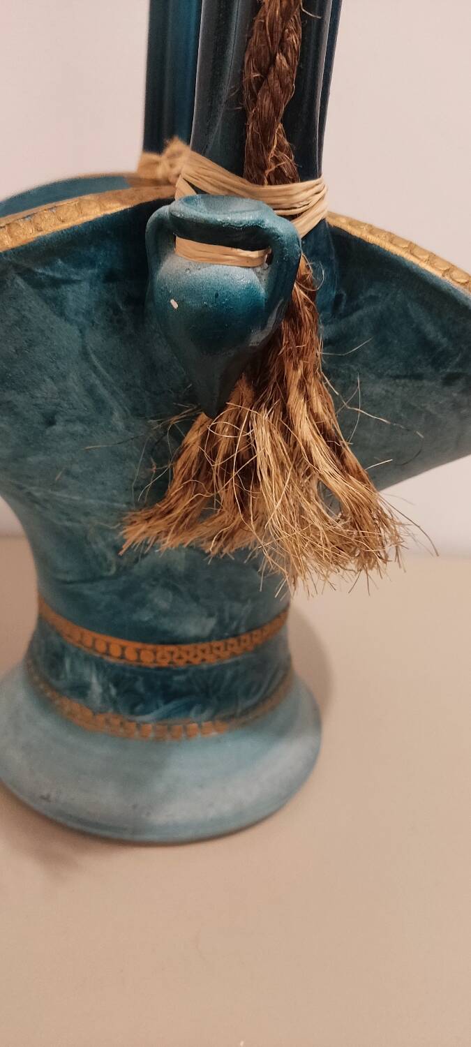 Vintage turquoise decorative vase – Mediterranean artisanal earthenware