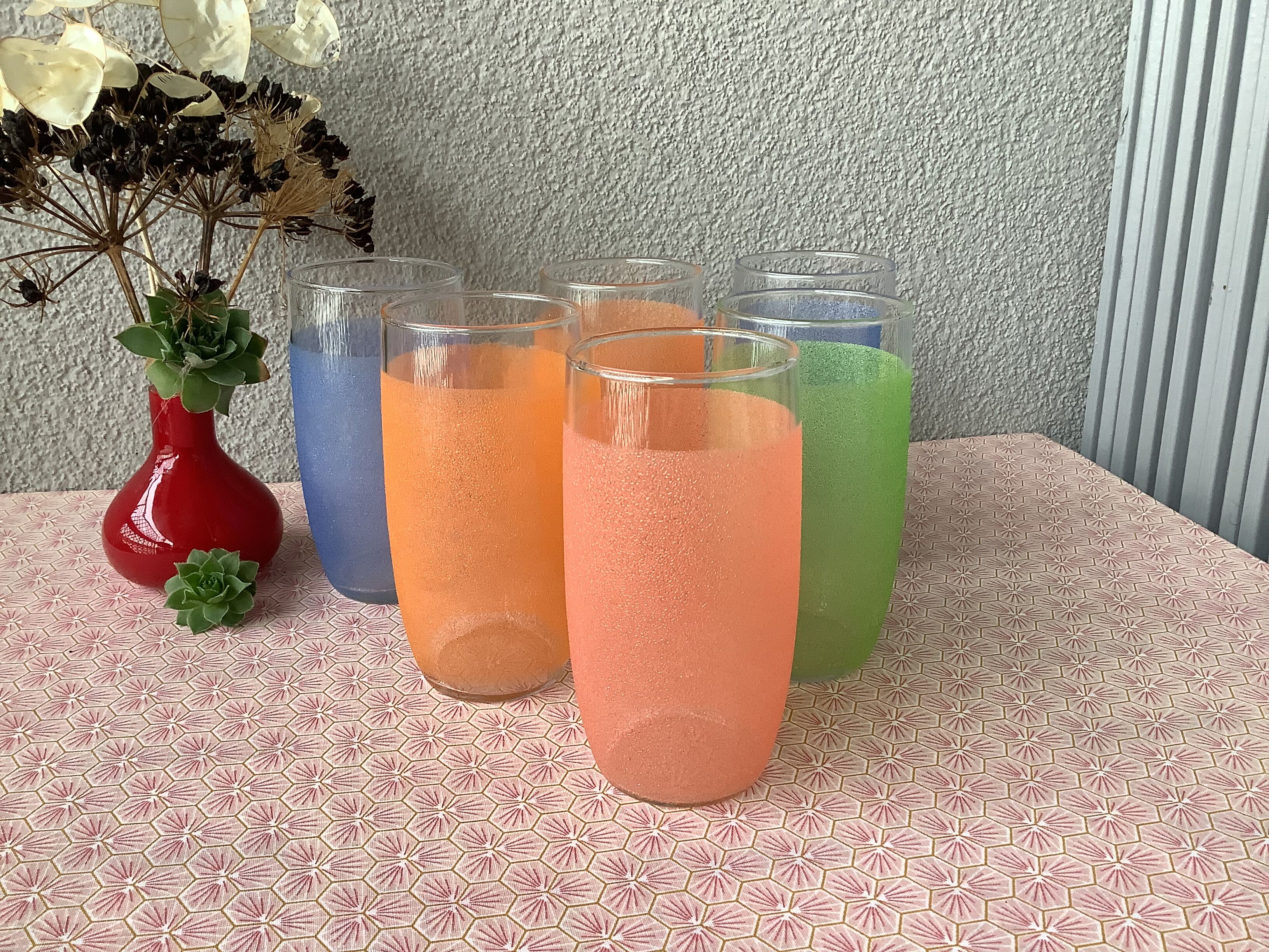 Vintage orangeade granite glasses 40'/50's