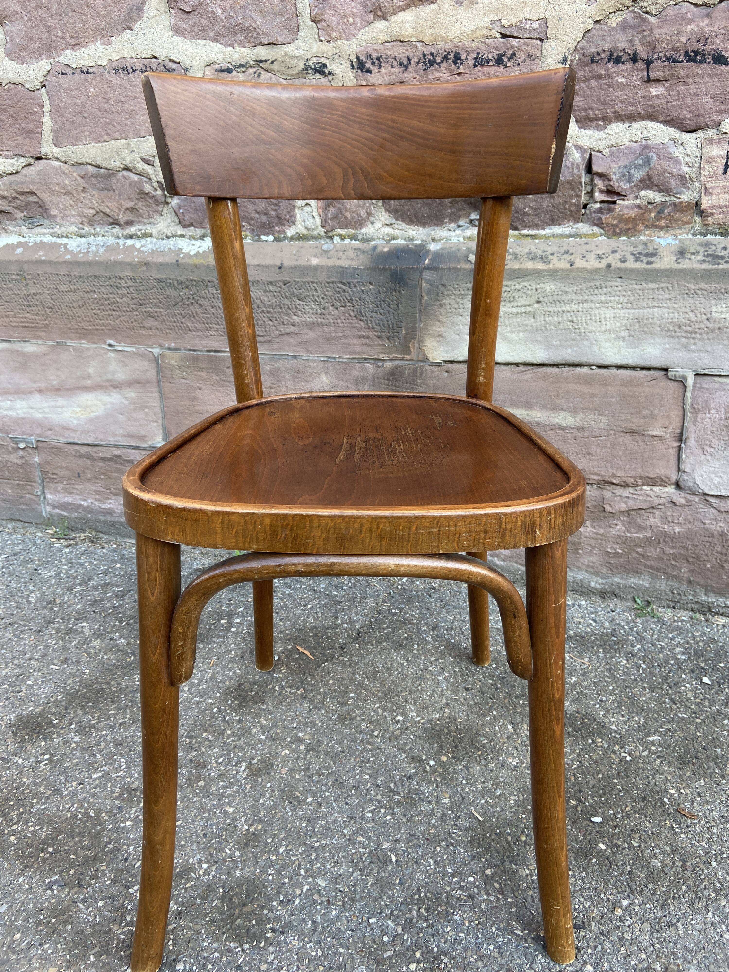 Paire de chaises bistrot bois courbé vintage