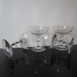 4 superb 20th century blown glass champagne glasses