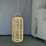 Large lantern-shaped rattan pendant lamp H50 D24