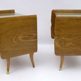 Pair of Art Deco Italian Bedside Tables White Ash Briar, 1920s