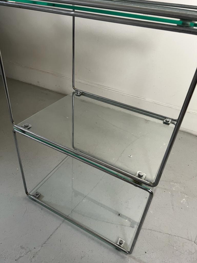 Library in tibular steel and glass, design 1970