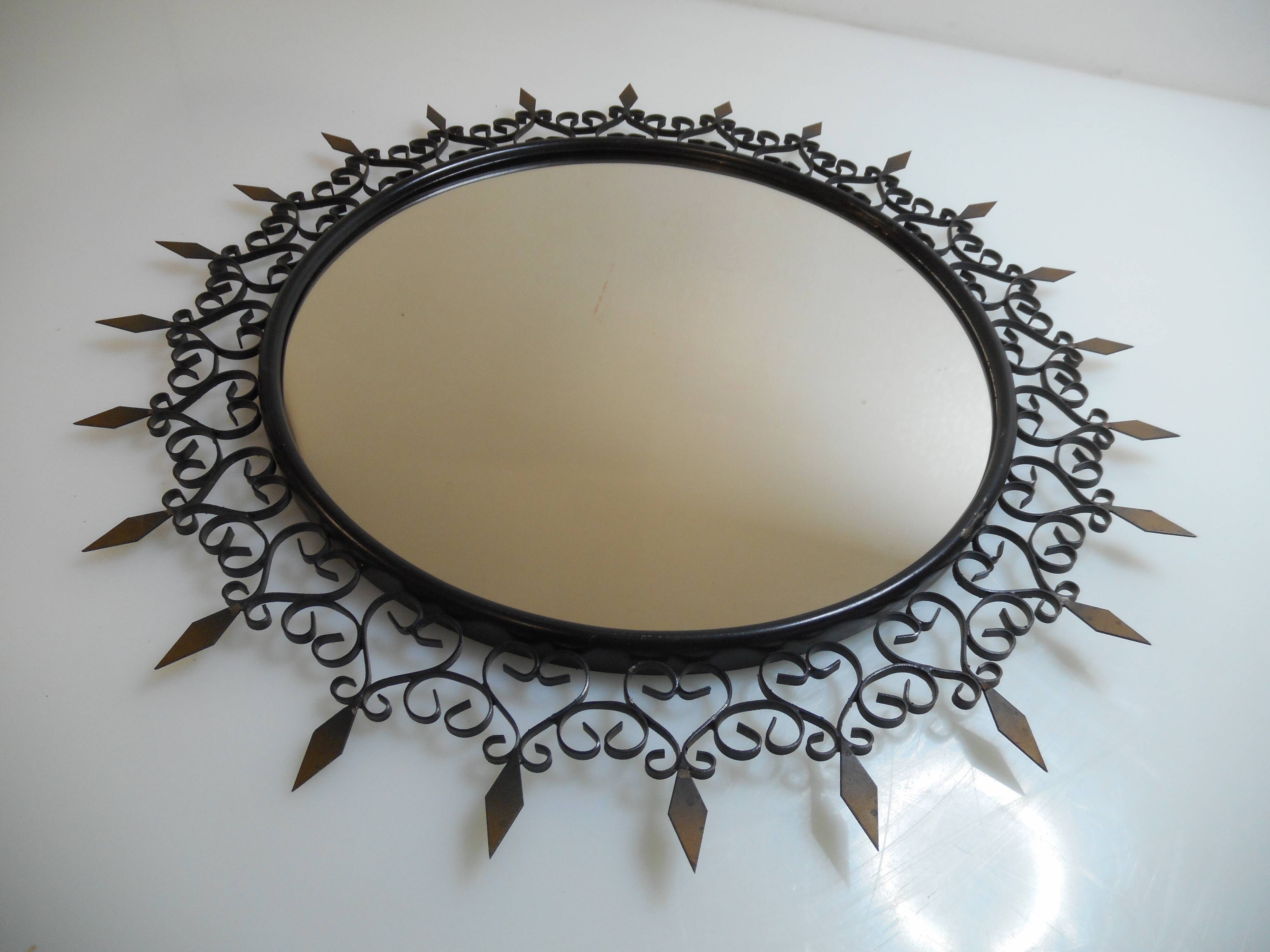 Signed Vallauris Chaty Sun mirror 44cm
