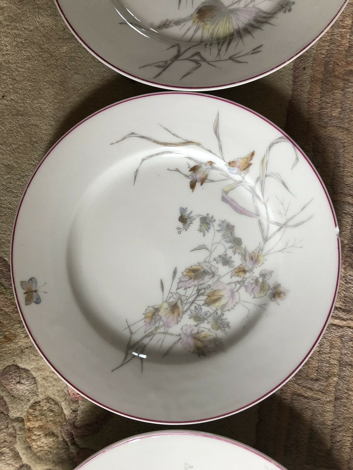 Lot de 17 assiettes Ernie et Fils en porcelaine médaille d’argent exposition universelle 1878
