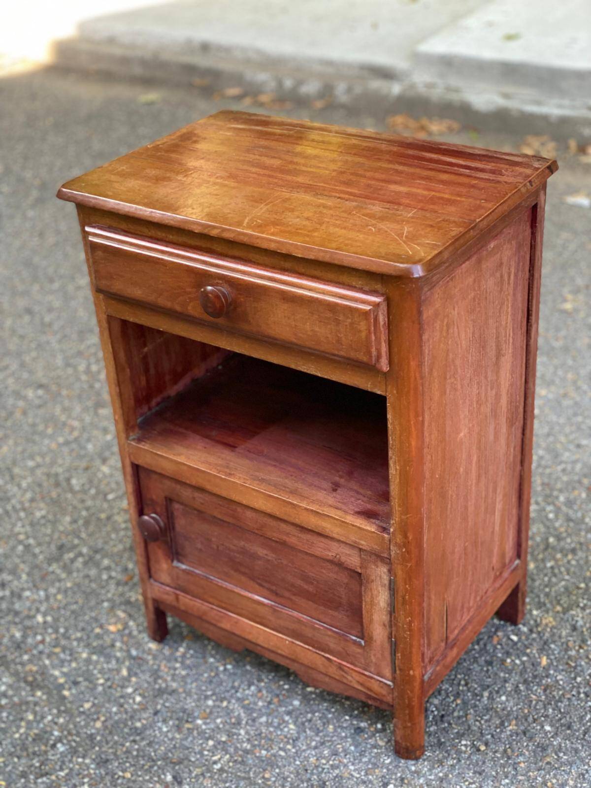 Art Deco bedside table in solid wood 1960