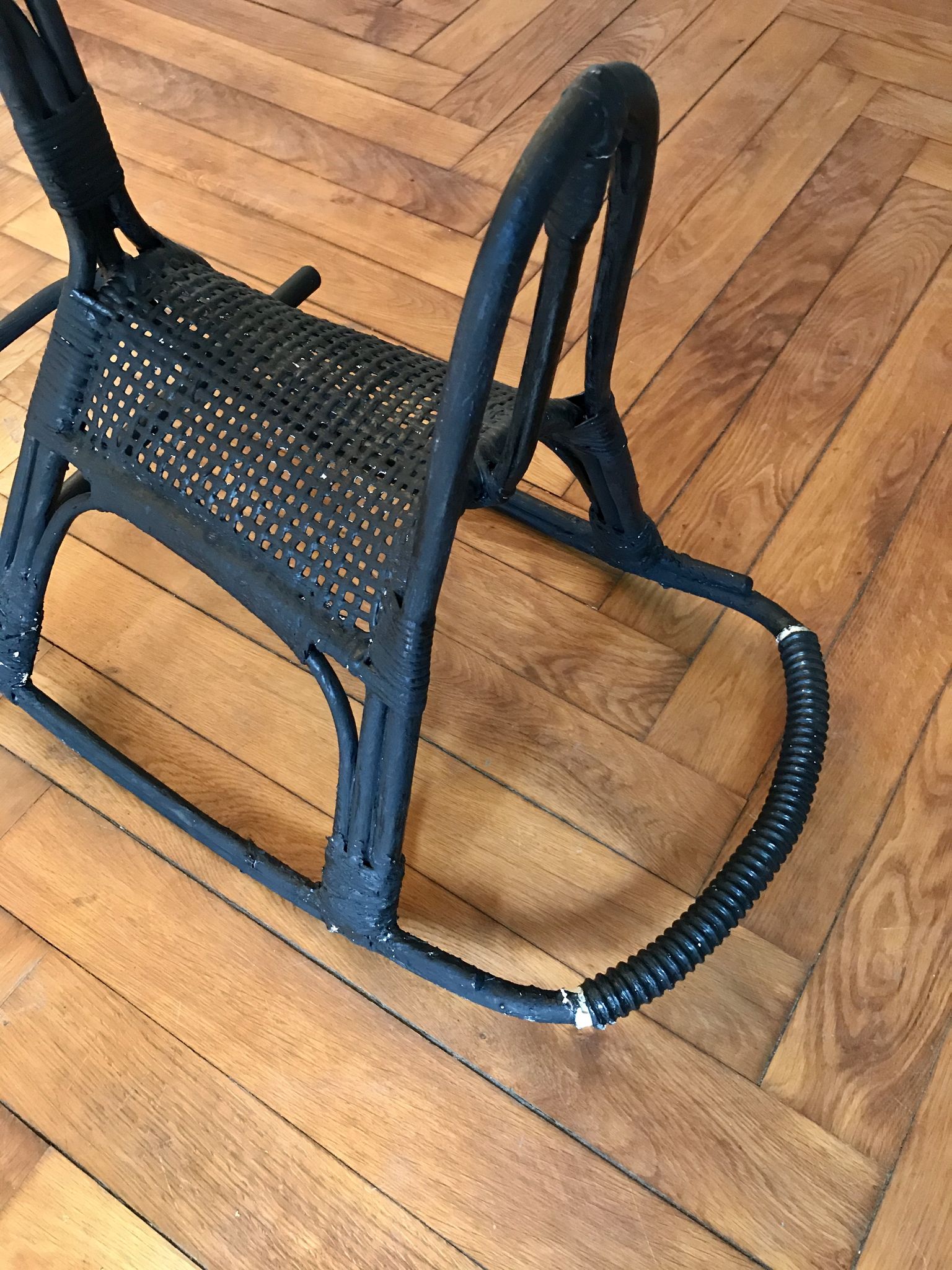 Rocking horse in rattan and bamboo