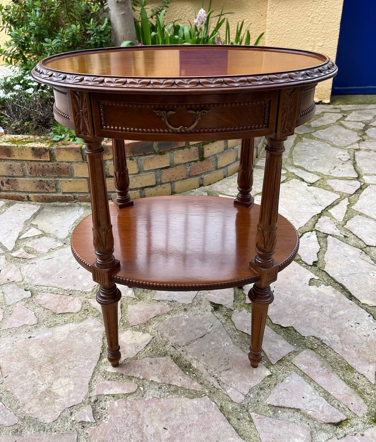Small carved wooden table