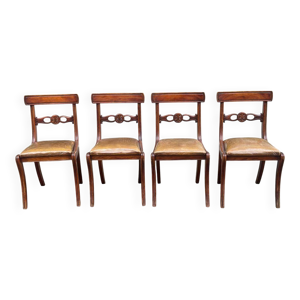 4 chaises régence en - cuir beige