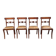 4 Regency chairs in solid wood and brown-beige leather from the 19th century.