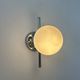 Pair of vintage chrome and opaline wall lights, France 1970.