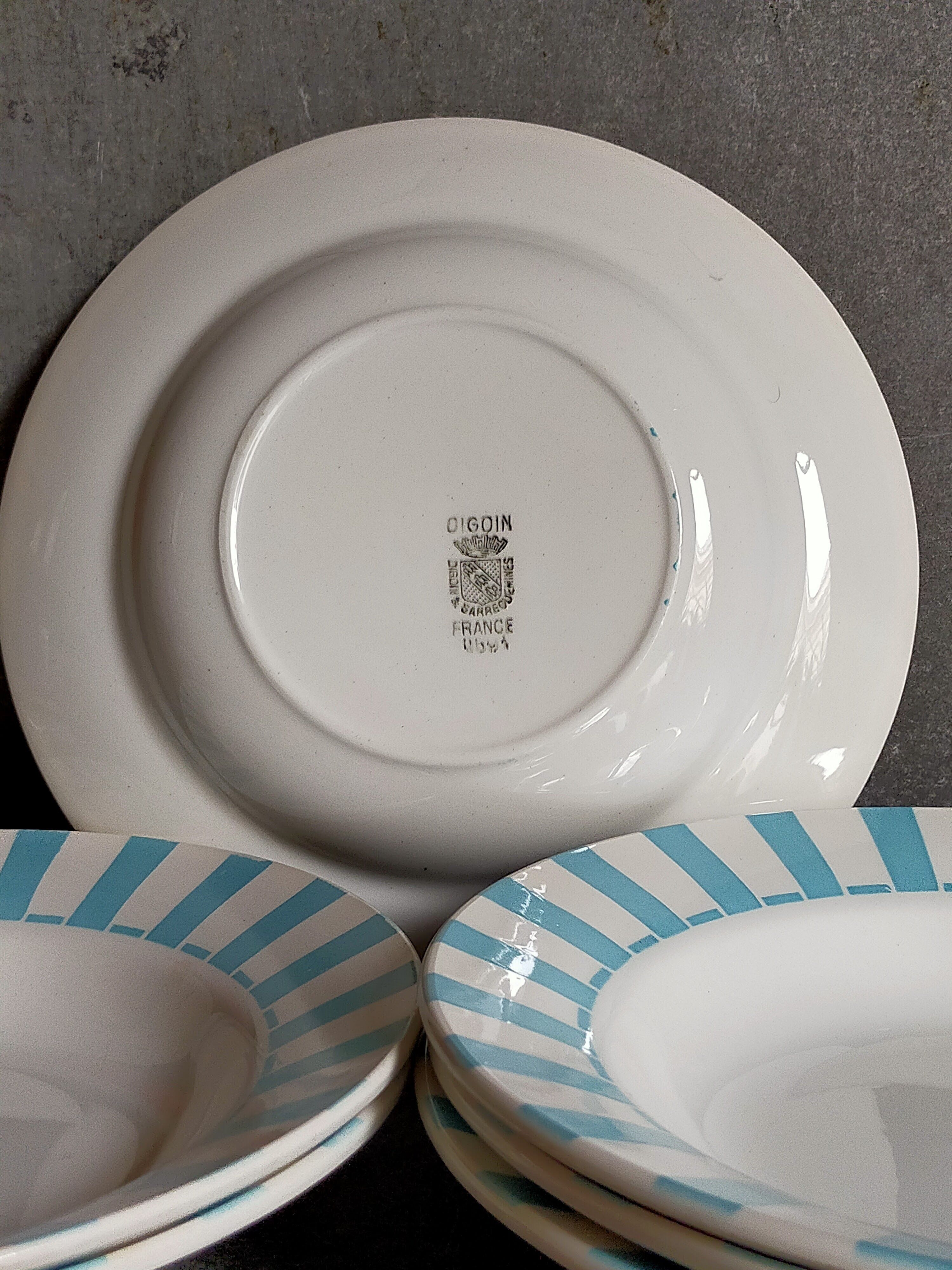 Six vintage Digoin-Sarreguemines plates
