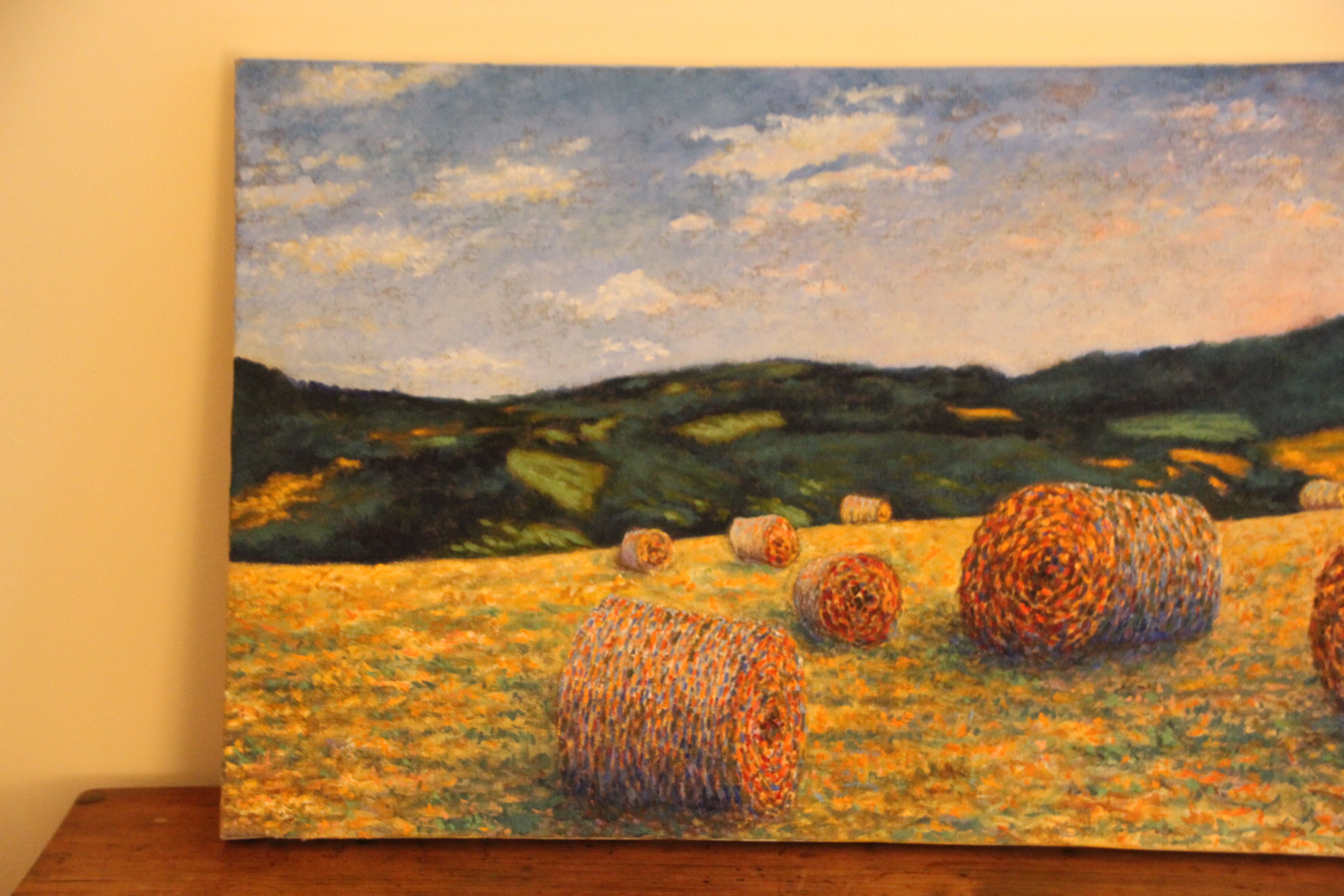 Table painting pointillism Impressionism Landscape Nature Oil on canvas Art Deco wall Fields