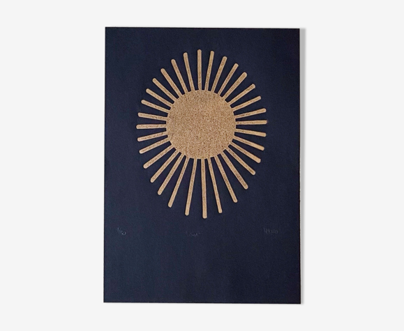 Illustration originale Lino Print « Sol » par Iosephine Prints