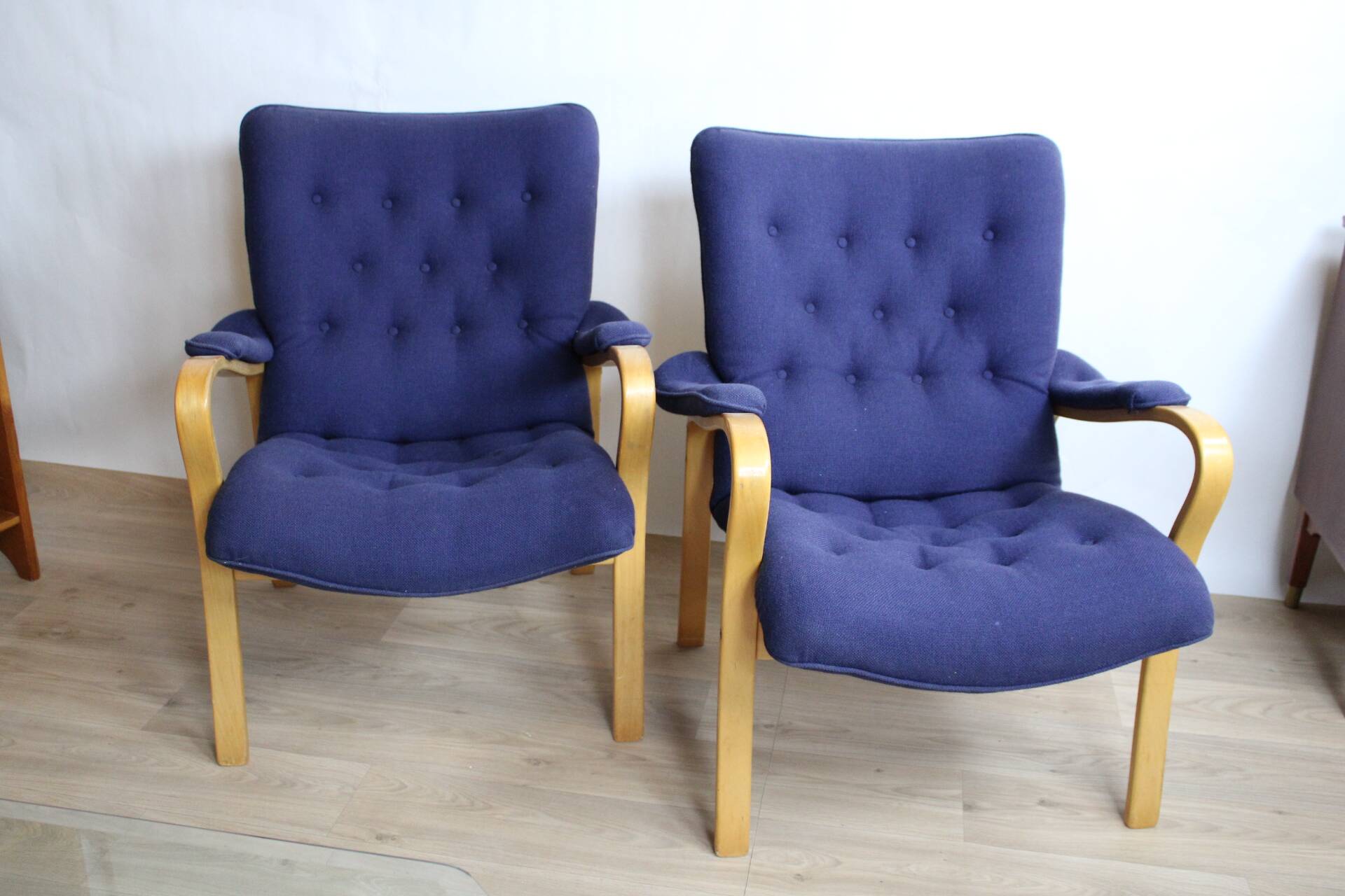2 vintage Scandinavian blue armchairs by Peter Axel Berg, 1960s, Denmark