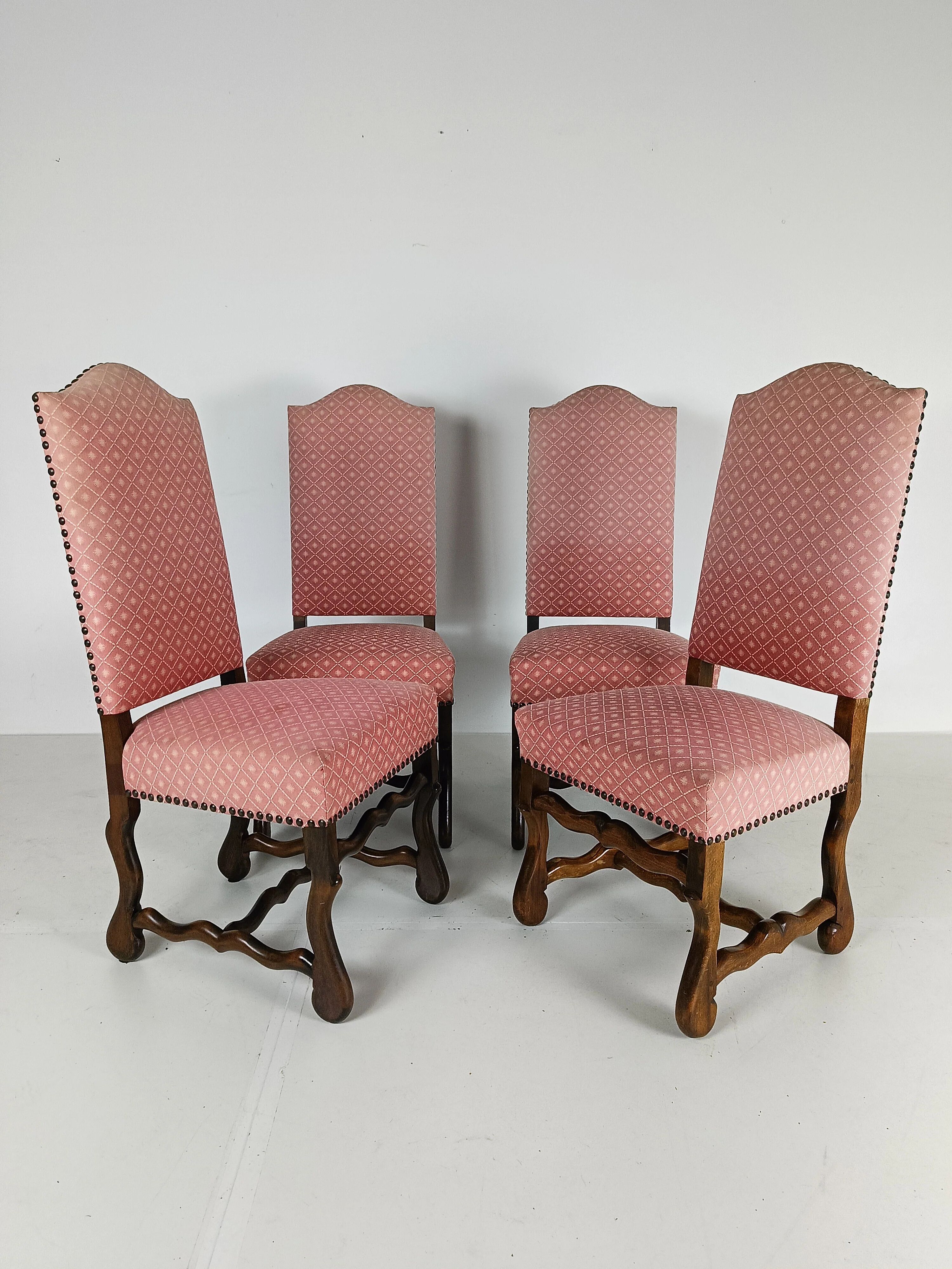 Beech Os De Mouton tapestry chairs (set of 4)