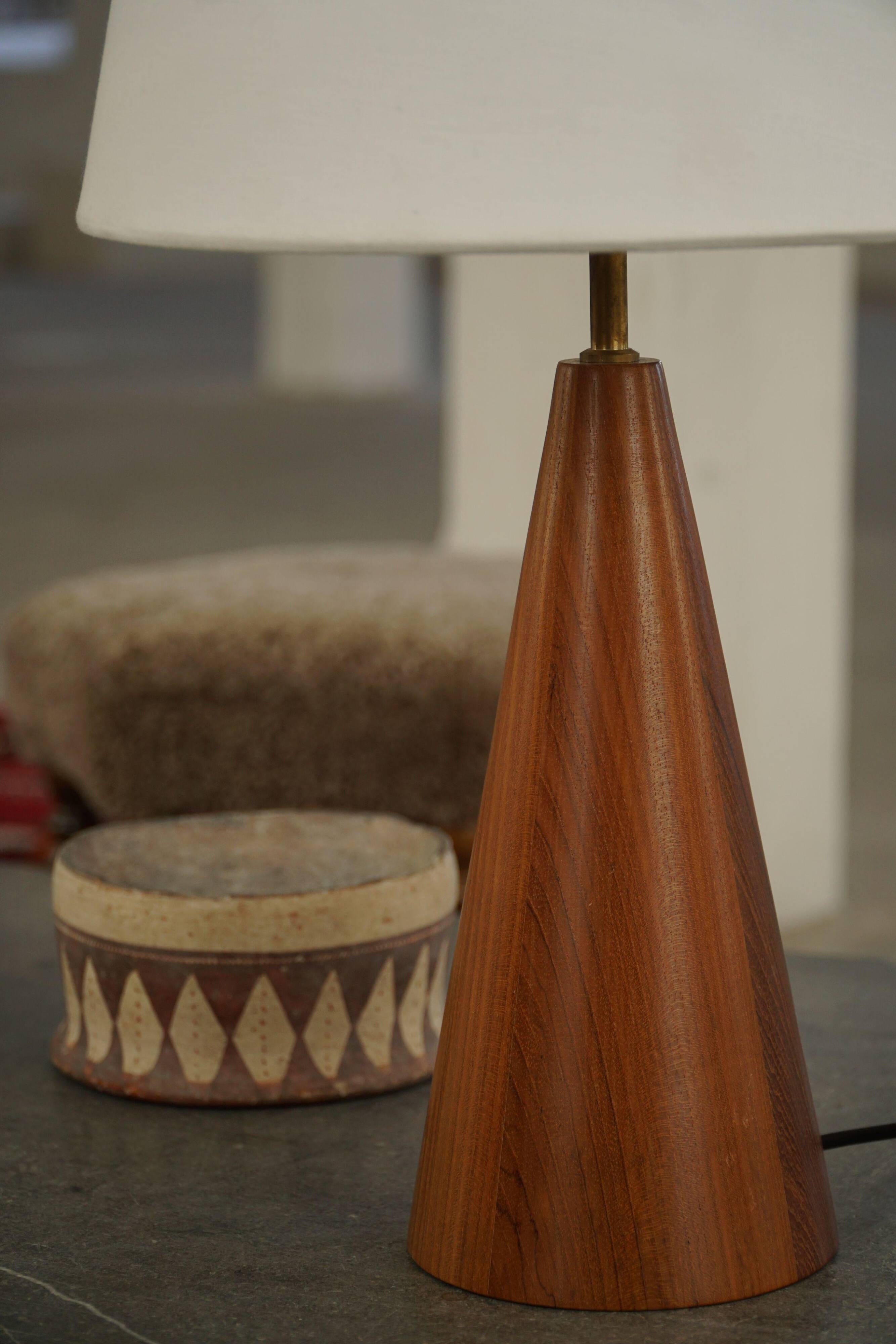 Modern Danish, a conical table lamp in teak, 1980s.