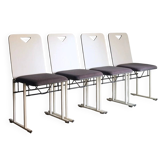 4 chaises en métal blanc par Yrjö Kukkapuro pour Avarte, Finlande, années 1980