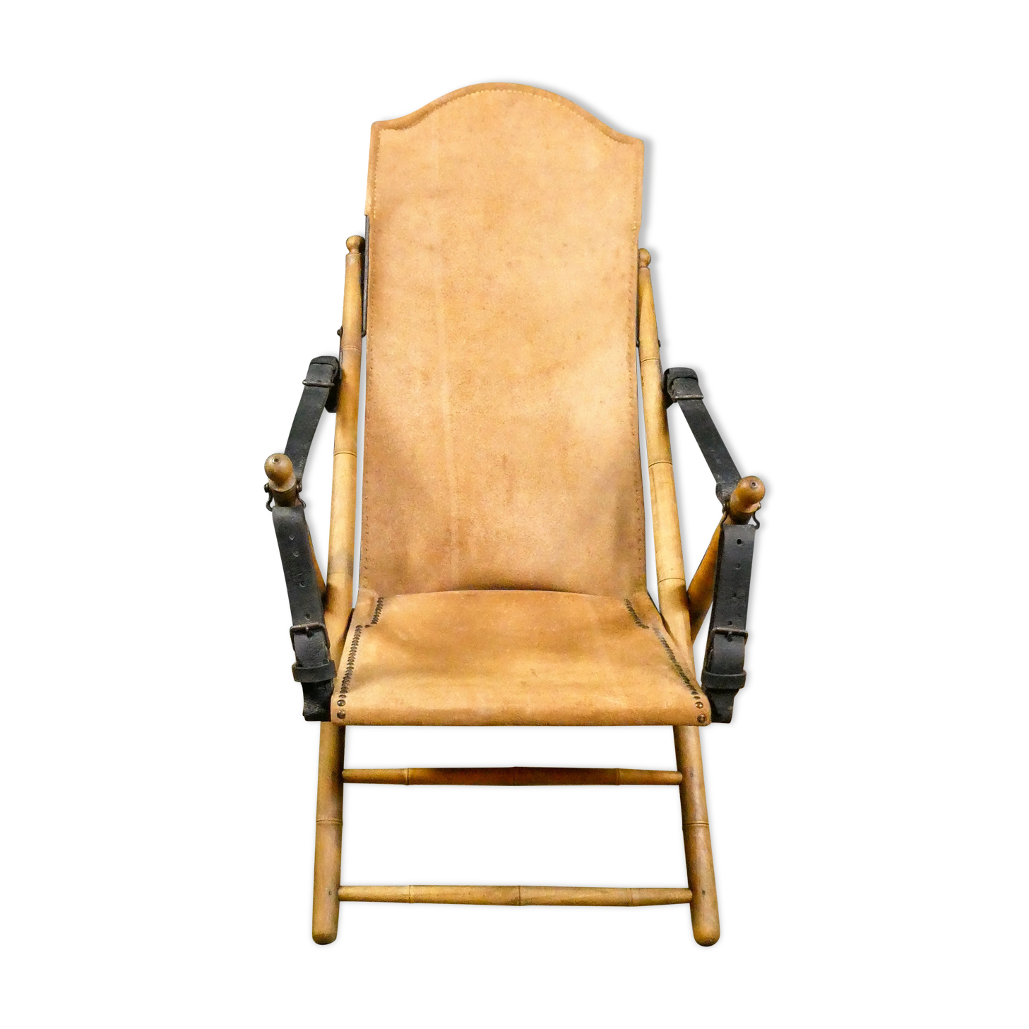 Antique safari campaign lounge folding chair, Spain 19th century