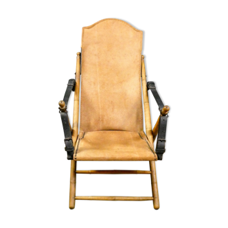 Antique safari campaign lounge folding chair, Spain 19th century