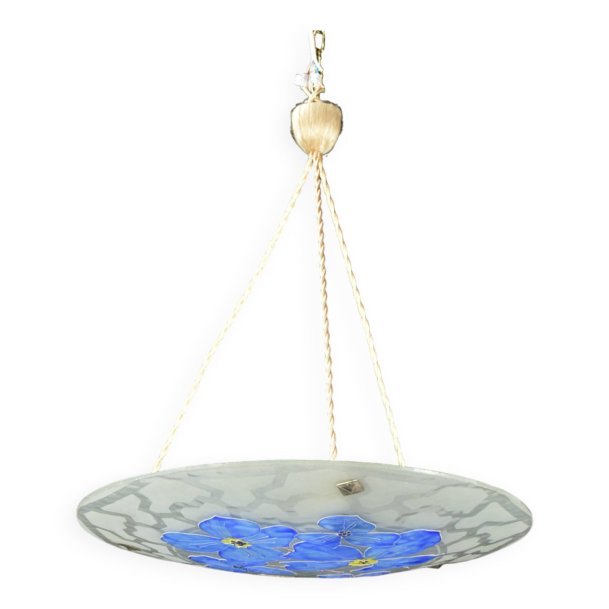 Glass ceiling light signed Aurys