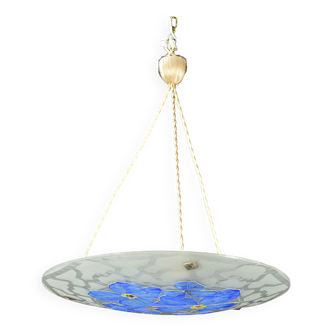 Glass ceiling light signed Aurys