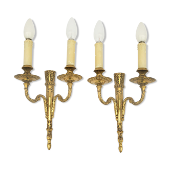 Pair of gilded bronze wall sconces