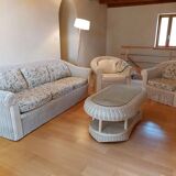 Salon de jardin en osier vintage