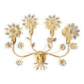 Palwa Hollywood Regency applique murale dorée en laiton avec cristaux Swarovski