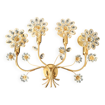 Palwa Hollywood Regency vergoldet Wandlampe Messing Swarovski Kristallen