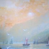 Impressionist seascape, oil on canvas signed and framed