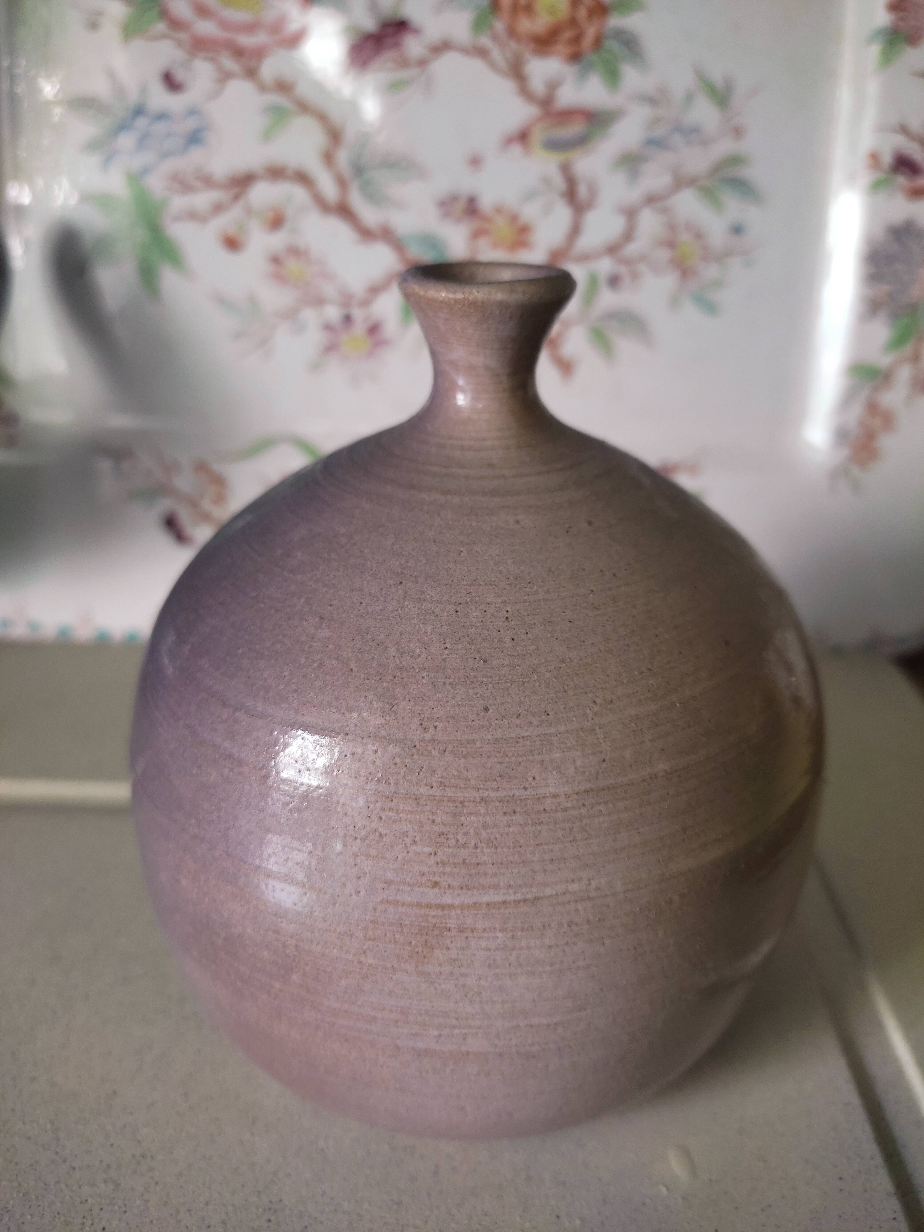 Enamelled stoneware ball vase