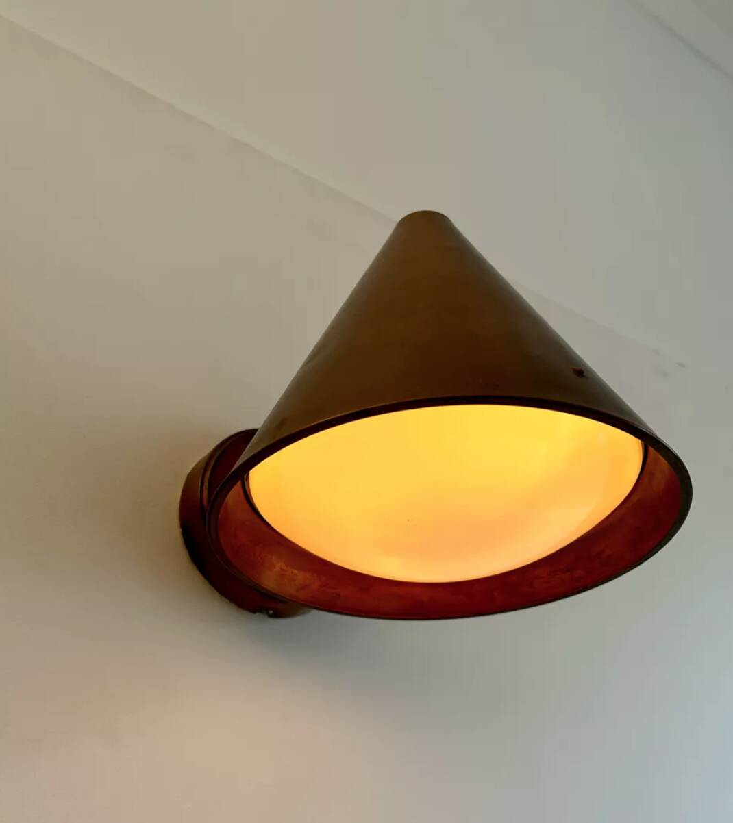 Vintage copper and opaline wall light, BEGA 1960