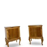 Tables de chevet italiennes en placage de noyer du milieu du siècle, années 1960.