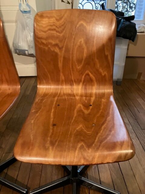 Pair of vintage wood and metal chairs for school desk