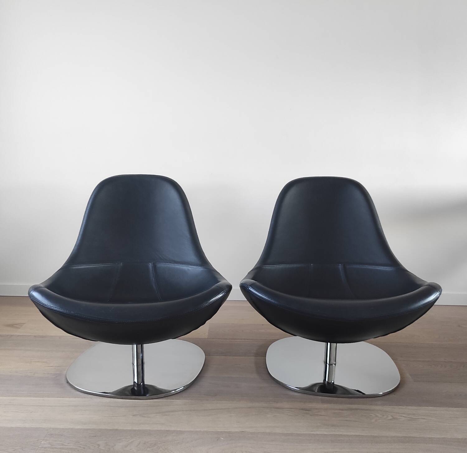 Pair of Tirup Ikea leather armchairs