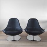 Pair of Tirup Ikea leather armchairs