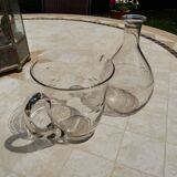 Set of a wine decanter and a glass water pitcher