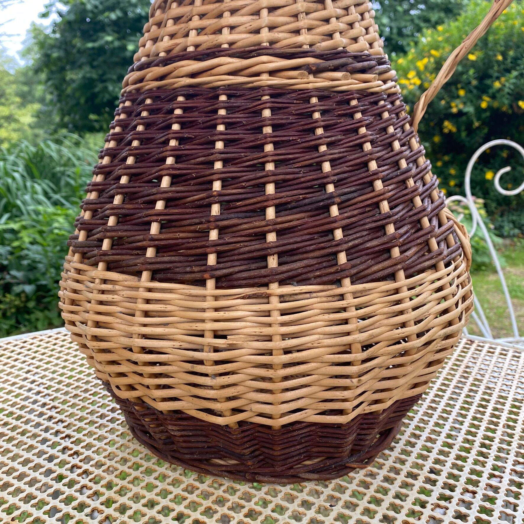 Large jug, two-tone woven wicker jar h 61 cm