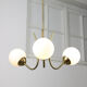 Italian Mid-century Brass and Opaline Glass Chandelier