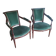 pair of Directoire armchairs in walnut, early 19th century, green velvet