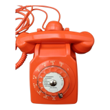 Ancien téléphone orange vintage s63 Socotel à cadran