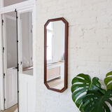 Miroir vintage octogonal en bois massif, rétro salle de bain salon couloir