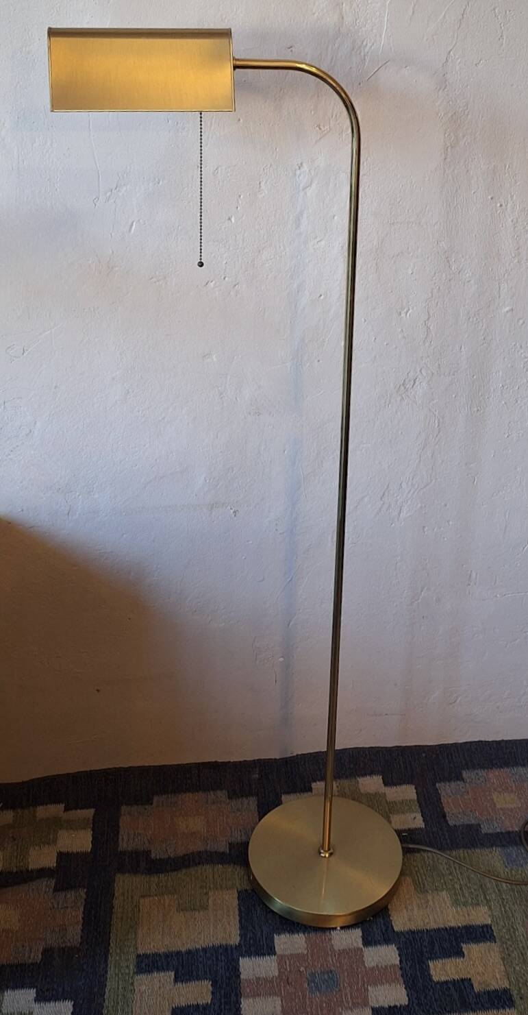 Mid century brass banker's adjustable floor lamp, 1970s