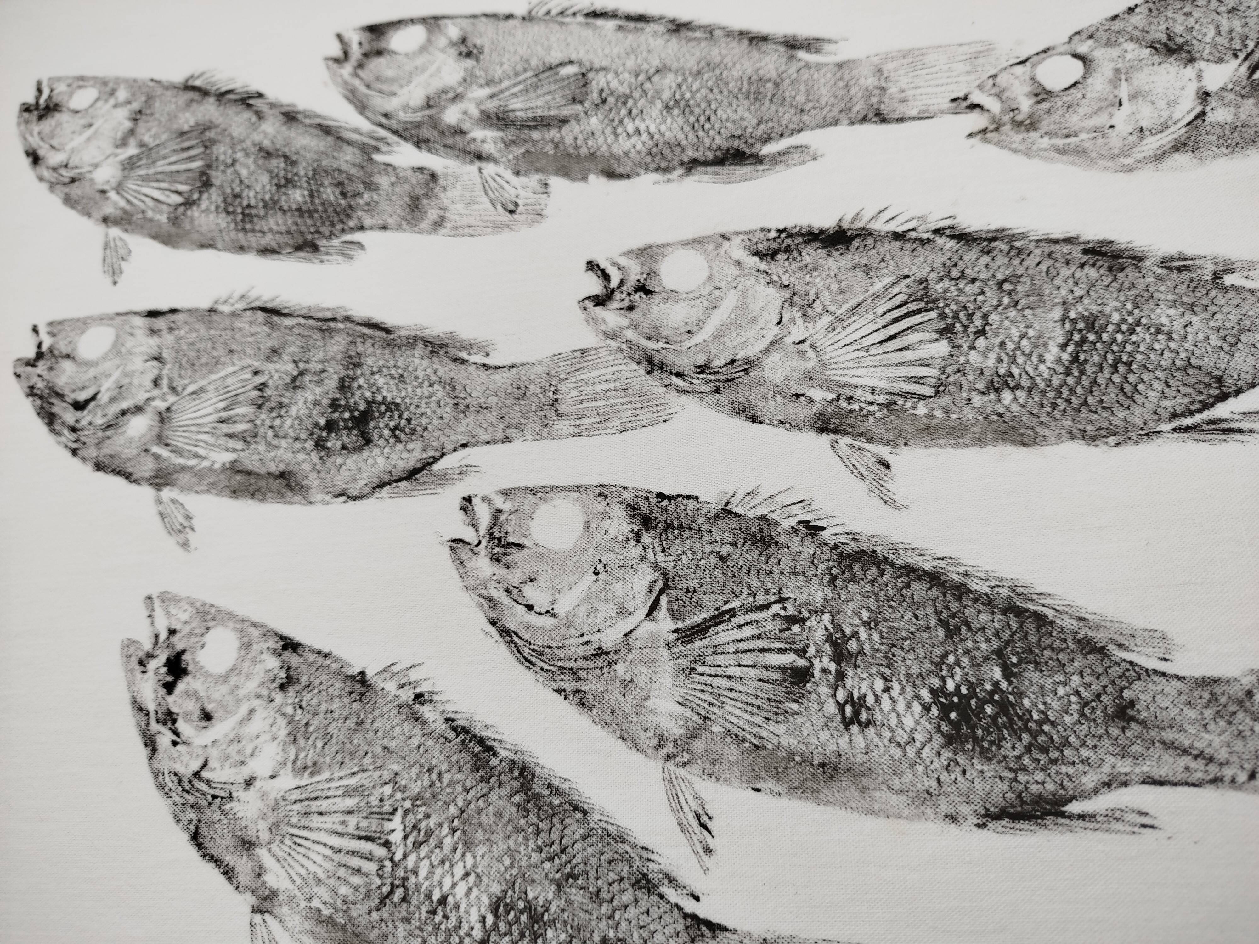 Original print of a school of fish