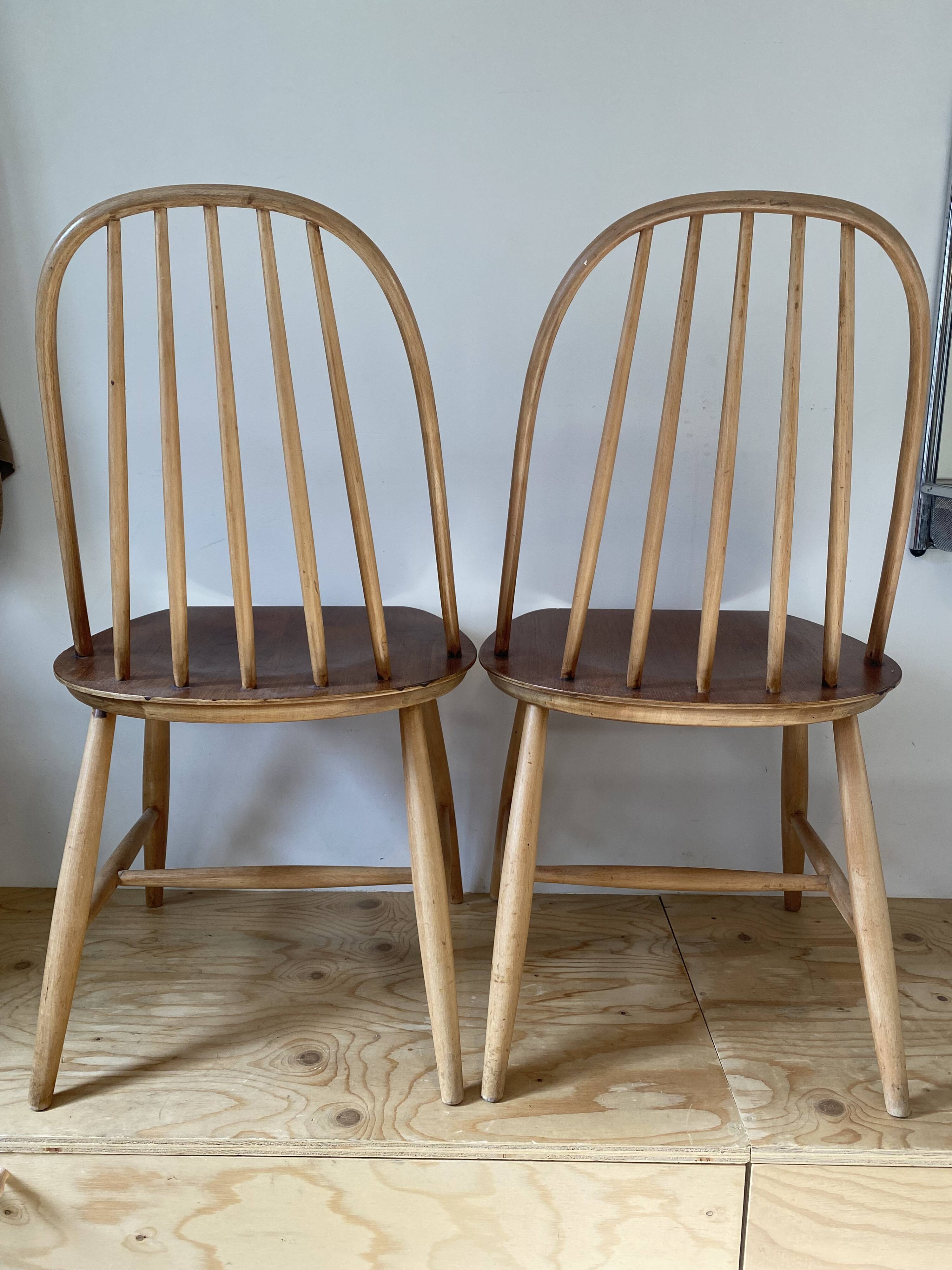 Pair of Scandinavian chairs - Hagafors Mod.16 - molded teak & ash