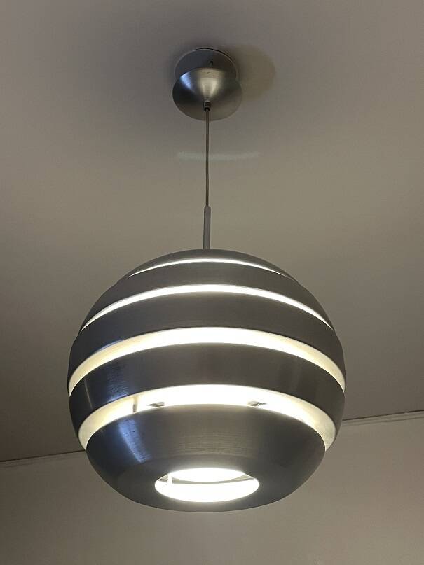 Brushed aluminum ball pendant light