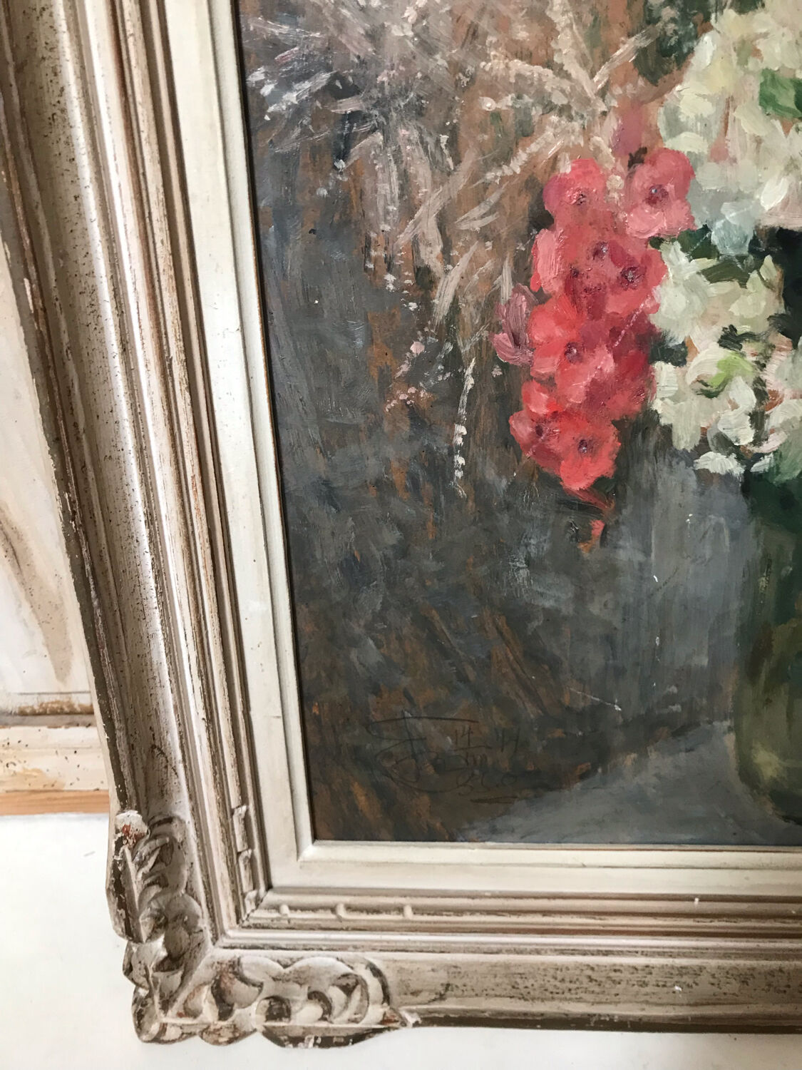 Bouquet of flowers oil on cardboard