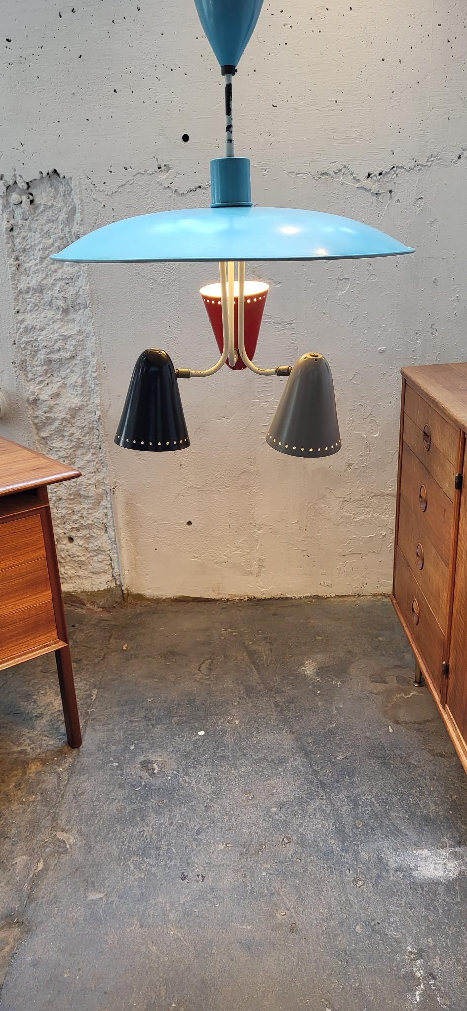 Suspension des années 1950 – Hala Zeist H. Busquet design néerlandais | Lampe de design vintage