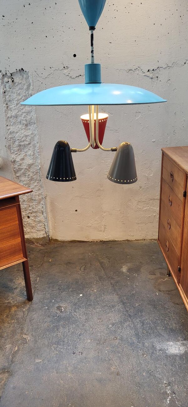 Suspension des années 1950 – Hala Zeist H. Busquet design néerlandais   Lampe de design vintage
